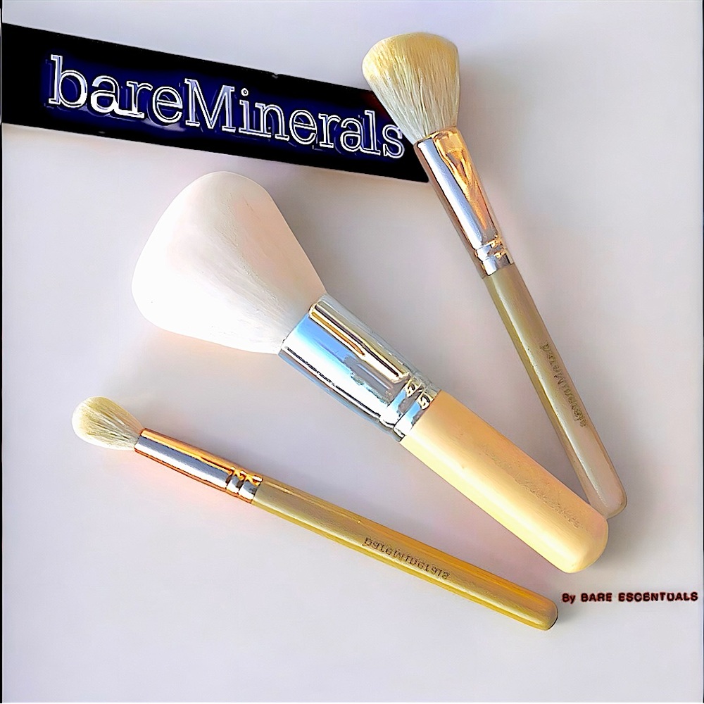 BARE ESCENTUALS **Limited Edition** Pearl Ferrule Handle Makeup Brush TRIO Set